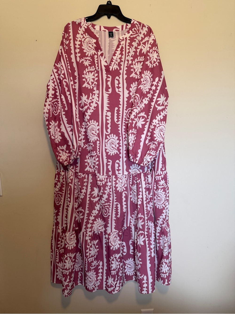 Women’s Pink Floral Print Tiered Dress
